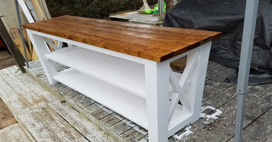 A neighbor’s X-detail shelf table by A neighbor