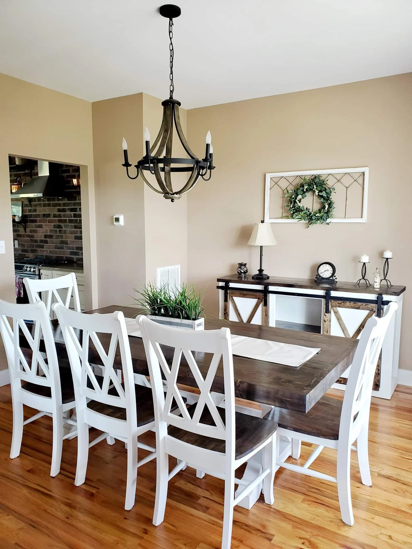 A handmade table in a bright dining room