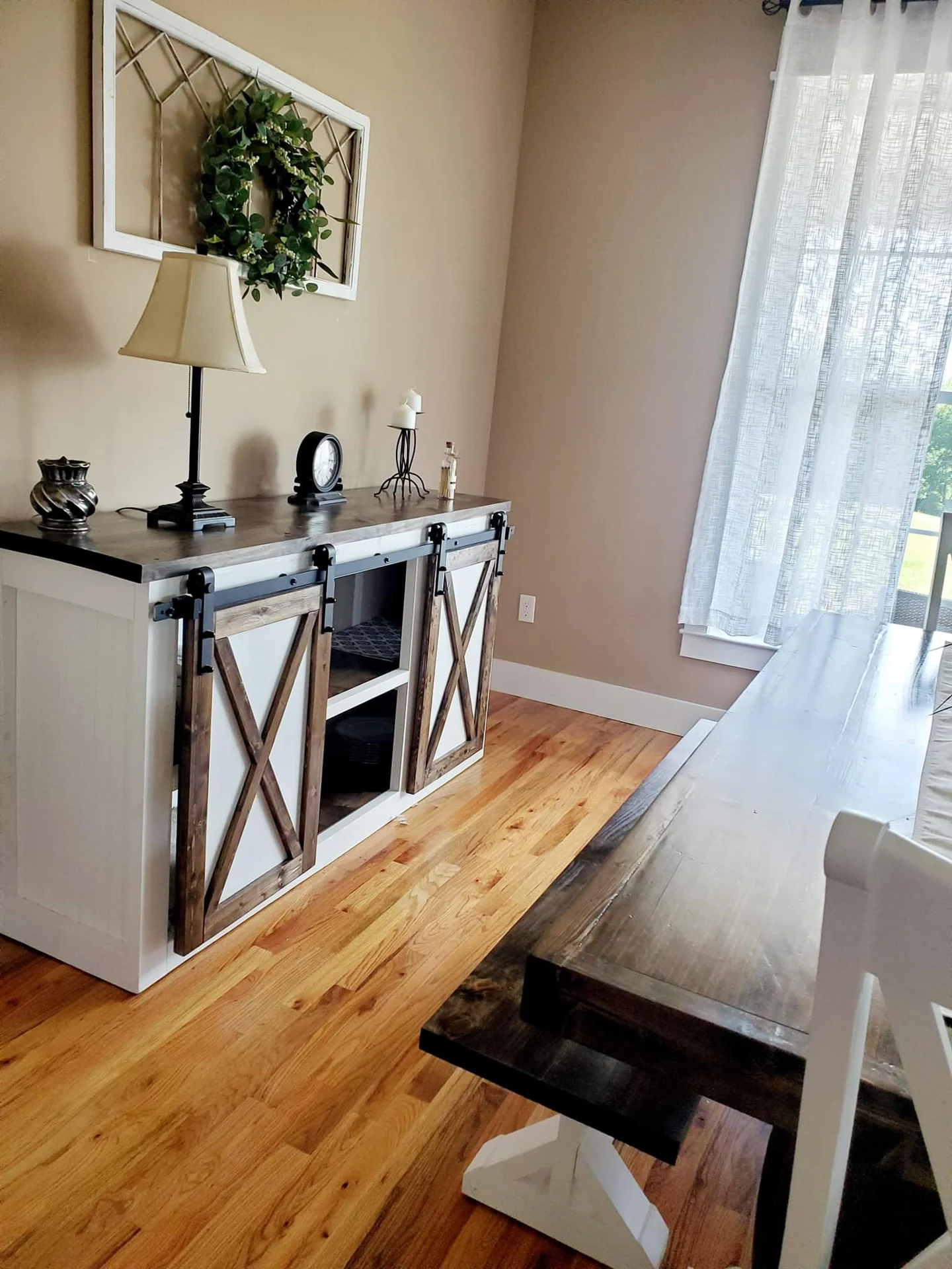 A handmade table in a bright dining room — detail 2
