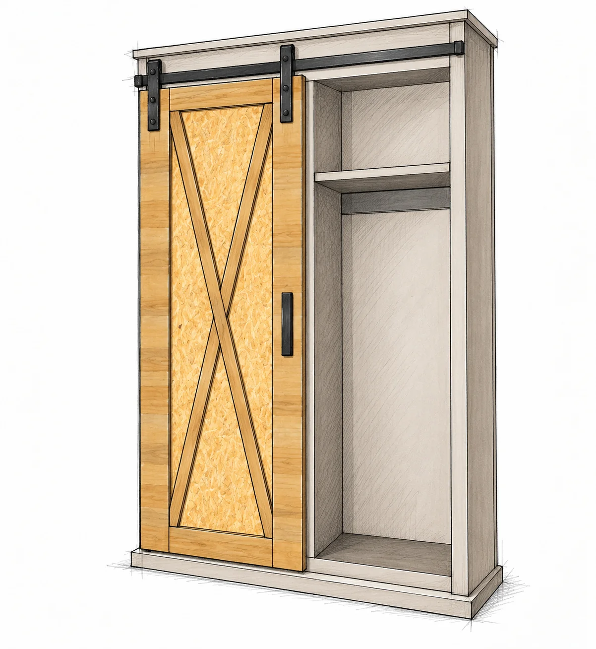 entryway barn door cabinet — 17 illustration