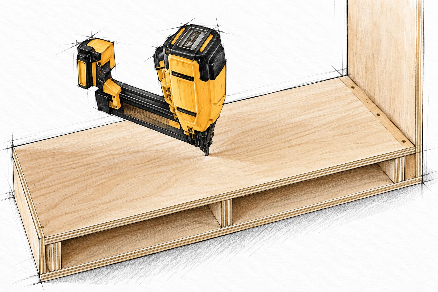 hollow panel waterfall console — 16 illustration