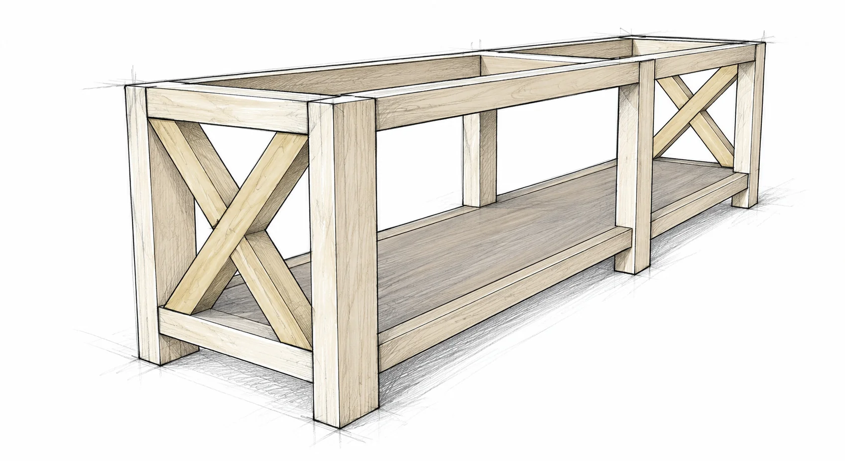 rustic x bench — 11 illustration