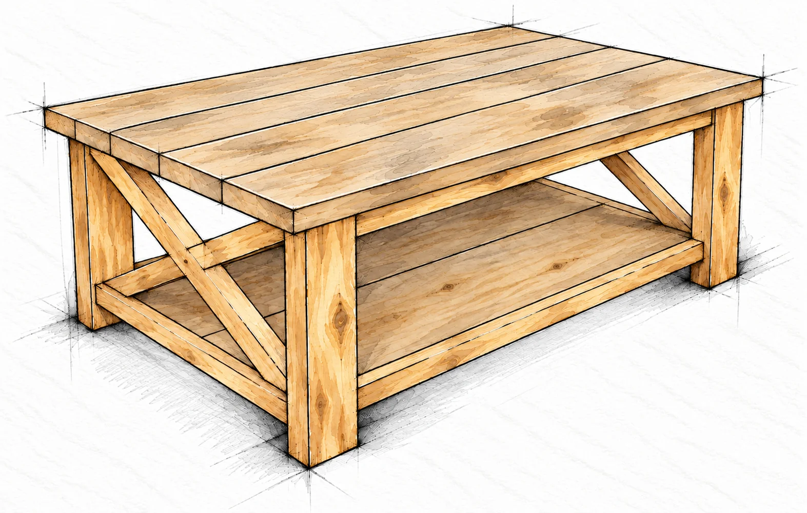 rustic x coffee table — 13 illustration