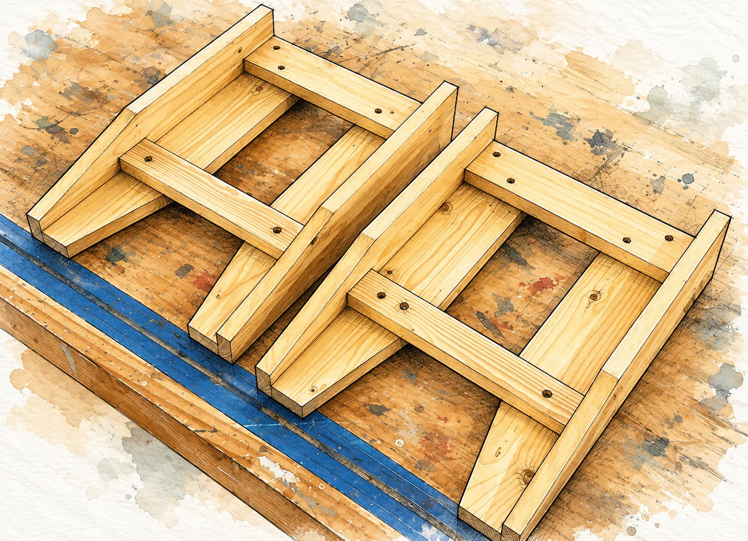 simple bench with shelf — 13 illustration