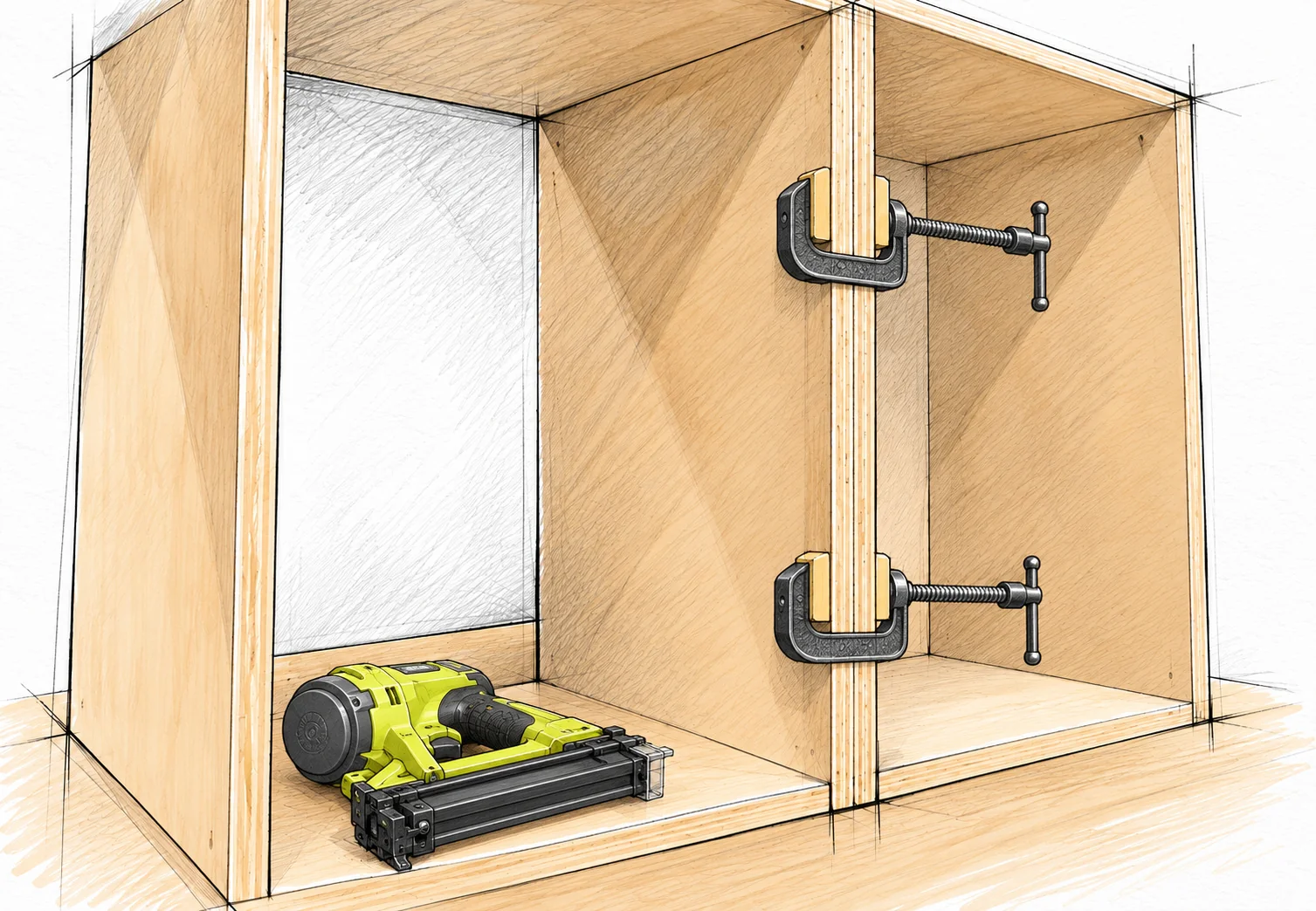 storage unit with beveled edge — 14 illustration