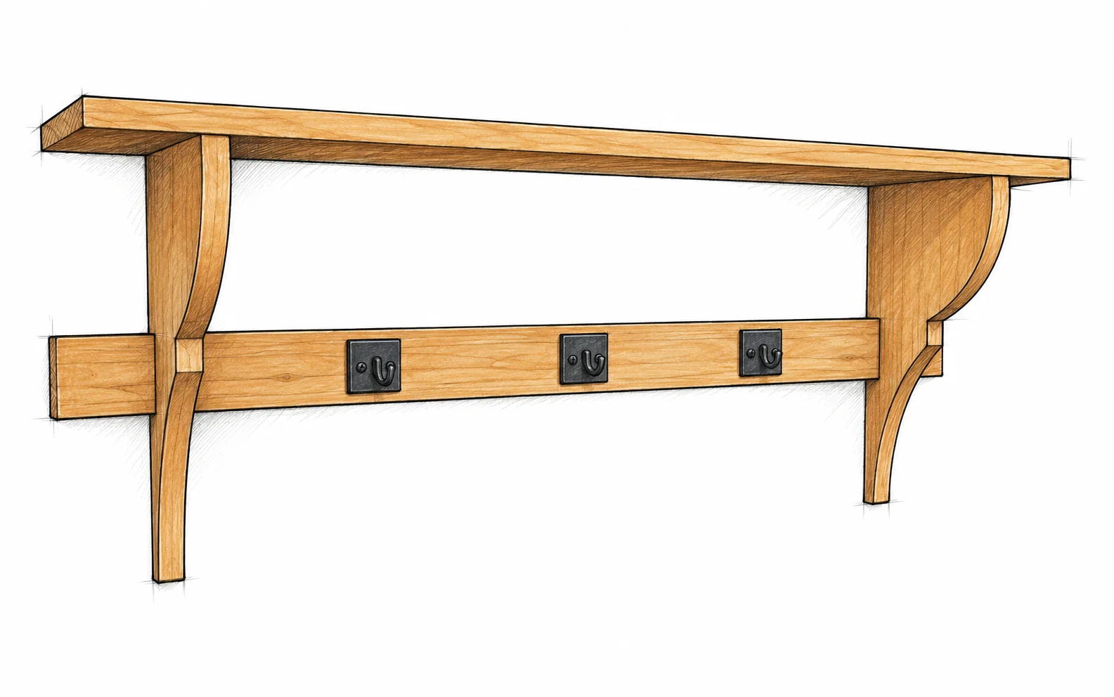 vintage shelf with hooks — 10 illustration