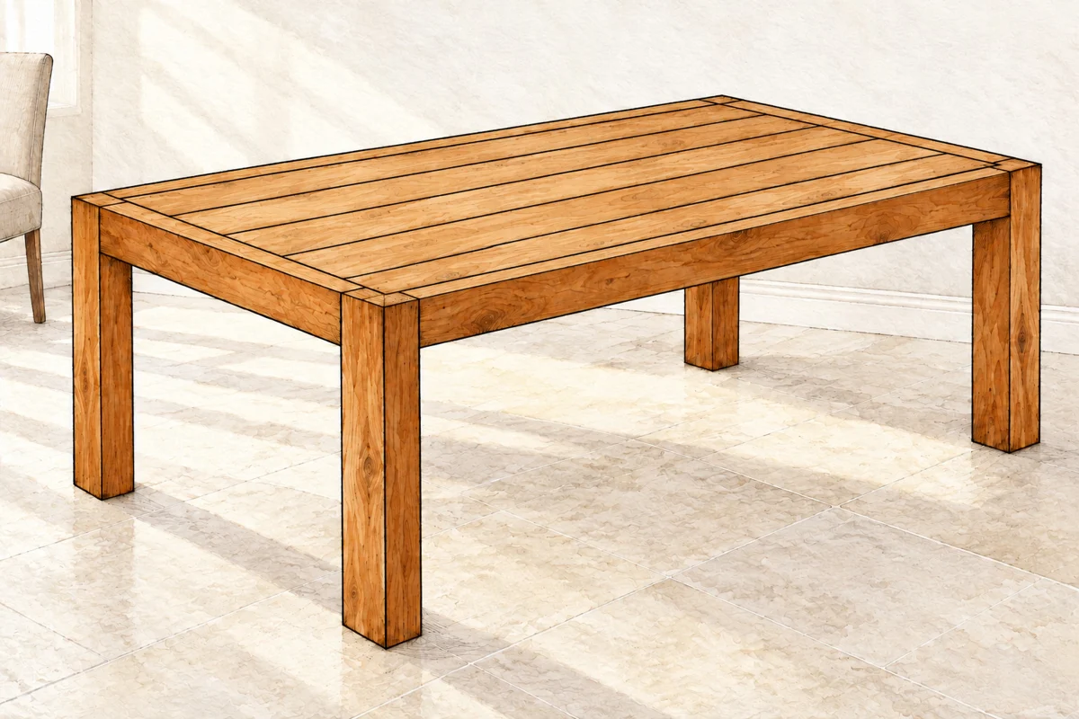 Modern Farm Table illustrated woodworking plan