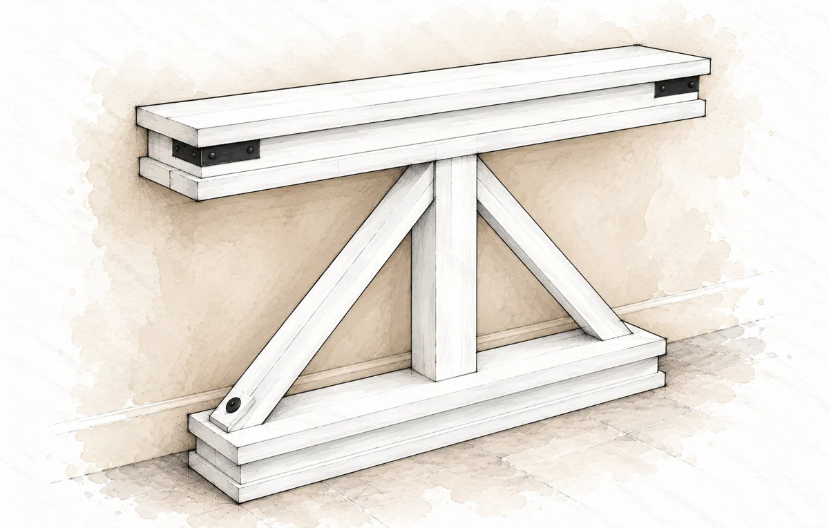 Narrow Truss Console illustrated woodworking plan