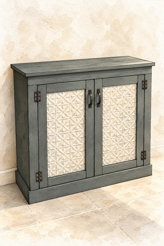 Tin Door Cabinet illustrated woodworking plan